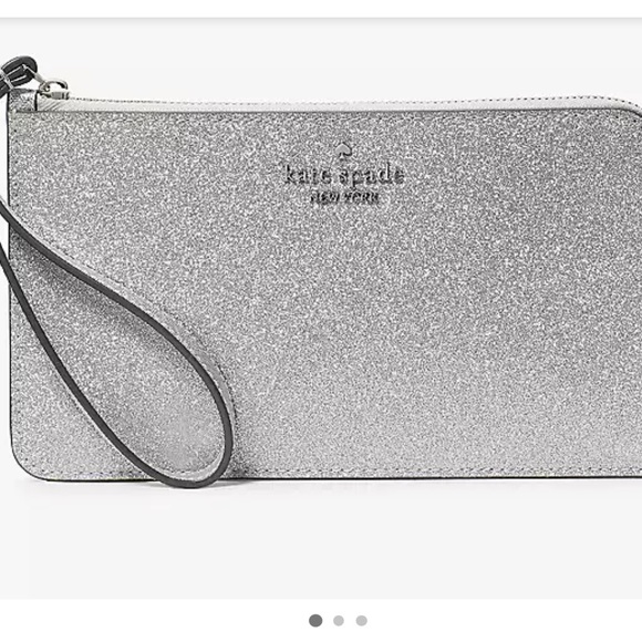 64. Kate Spade Glitter Medium L-Zip Wristlet in Lunar Light - Picture 1 of 9